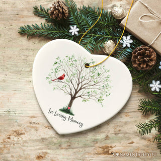 In Loving Memory of Mom and Dad Cardinal on a Tree Ornament: Version 1