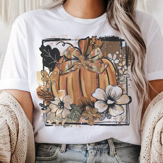 L Pumpkin Floral Neutral Graphic Tee: Cream / Large