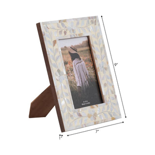 Photo Frame - Ivory Wood Mother Of Pearl Inlay Vine: Ivory / 5x7