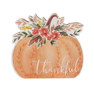 Thankful Chunky Watercolor Pumpkin Sitter