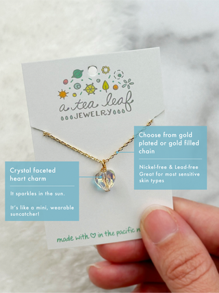 Crystal Heart Charm Necklace