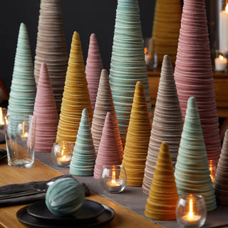 Cones Velvet Small, Elegant Bookshelf Tree Decor, Mantel: Silver