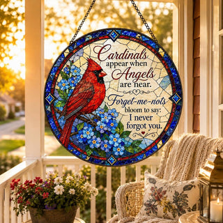 Cardinal Memorial Suncatcher, Forget Me Not Sympathy Gift: 6in
