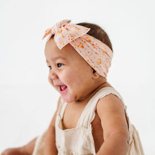 Baby Bling® Printed Knot soft nylon headband: Pink Rose