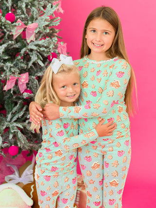 Girls Gingerbread Joy Bamboo Viscose Ruffle Long Sleeve Pajama Set