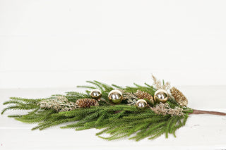 510022- 28inLx17inW Teardrop-Golden Holiday Norfolk Pine-