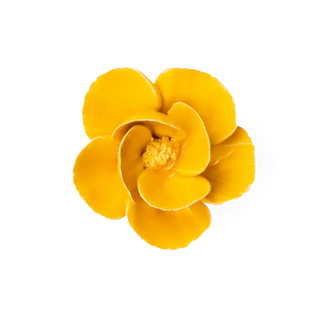 Yellow Poppy Ceramic Flower Wall Hangings - Handmade Boxed