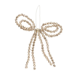 Beaded Bow Ornament Champagne