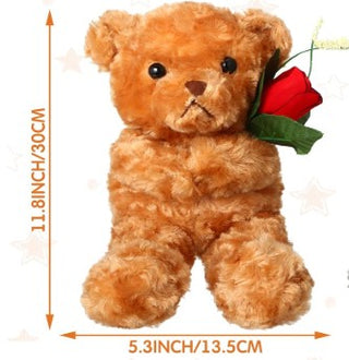 12" Brown Bear with Rose