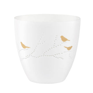 Poetry Tealight Holder with Bird Design: Med 3.7x3.5in Birds