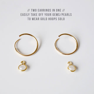 Quartz 14K Gold Fill Hoop Earrings (Valais): Moonstone