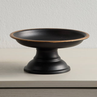 Pedestal Plate Black and Gold Metal Display Accent