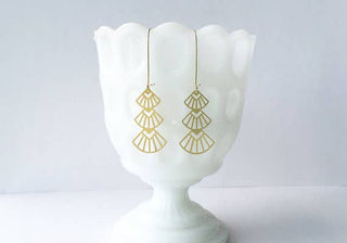 Art Deco Triangles Stacked Earrings: Gold / Short Ear Wires