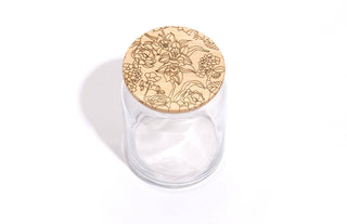 Floral Field Wood Lid Glass Jar