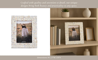 Photo Frame - Ivory Wood Mother Of Pearl Inlay Vine: Ivory / 5x7