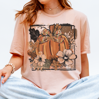 L Pumpkin Floral Neutral Graphic Tee: Cream / Large