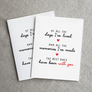Anniversary Card, Romantic Birthday, Love Card: Red Envelopes / Clear Protective Sleeves