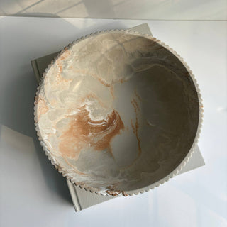 Temis- Fluted Bowl: Black Fusion Marble