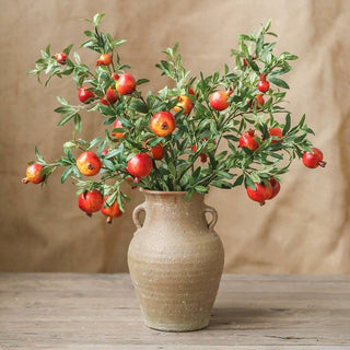 Big Fruit Faux Pomegranate Stem 32" Tall: Red / Five Stems