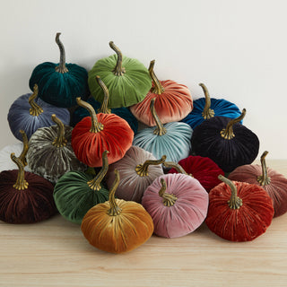 Pumpkin Small Velvet Fall Decor Gift for New Apartment Best: Ivory