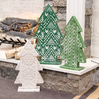 Snowflake Embossed Distressed Metal Christmas Tree