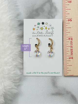 Crystal Heart Huggie Earrings: Silver Plated