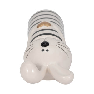 Ceramic Lines Bunny with Gold Heart Figurine - Black, 7 in.