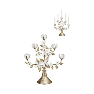 Gold/Cream Metal Flower Candleabra