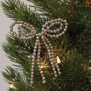 Beaded Bow Ornament Champagne