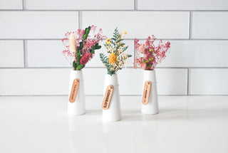 Mini Dried Floral Vases & Wood Gift Tag: Assorted Gift Tags / No boxes