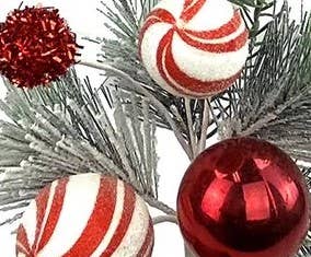 Snowy Peppermint, Christmas Ball Pine Pick - 16"