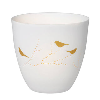 Poetry Tealight Holder with Bird Design: Med 3.7x3.5in Birds