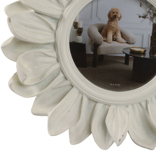 Photo Frame - Ivory Polyresin Boho Sunflower, 4x4 in.