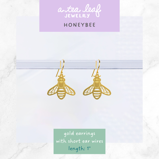 Honeybee Earrings: Gold / Short Ear Wires