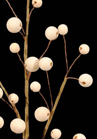 Wired Wood Bead Spray: Red & White
