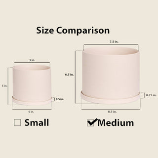 Medium Beige Pot with Saucer