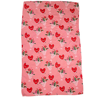 Be My Valentine Flowers Waffle Weave Towels - Home Decor
