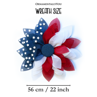 Rustic Burlap Patriotic 22" Wreath, American Flag Style