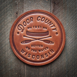 Door County Better on the Water Leather Coaster