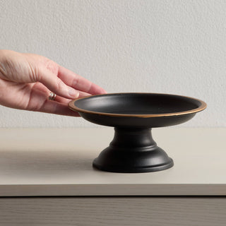 Pedestal Plate Black and Gold Metal Display Accent