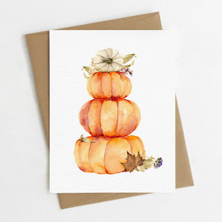 Autumn Pumpkin Greeting Card, Happy Halloween, Thanksgiving: Pumpkin Envelopes / Clear Protective Sleeves