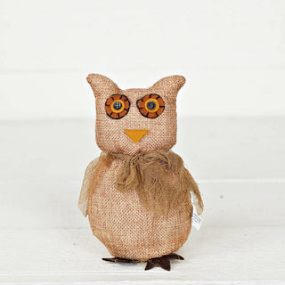 M6134-6.5inH Burlap Owl Sitter