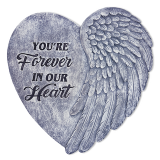 You’re Forever in Our Hearts Angel Wing Stepping Stone, 9.5" Garden Decorative Memorial Resin Figurine