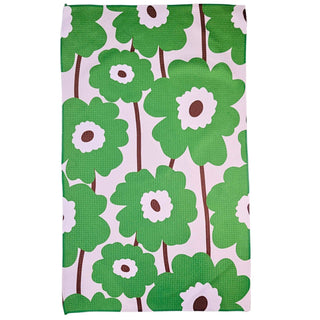 Blooming Poppy Brocade Floral Waffle Tea Towels Home Decor: Red