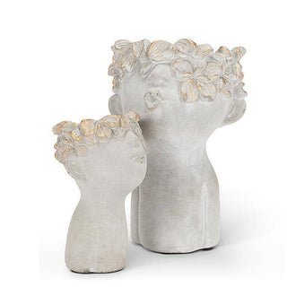 Mini Kissing Face Planter with Gold-4" H