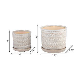 8" Ivory Round Tribal With Saucer