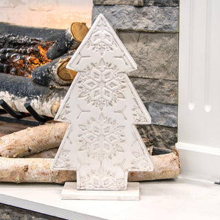 Snowflake Embossed Distressed Metal Christmas Tree