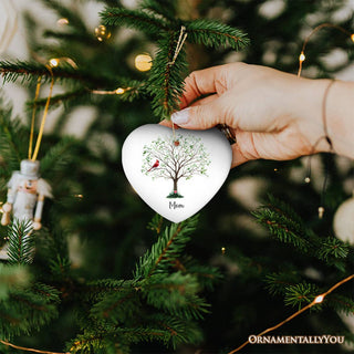 In Loving Memory of Mom and Dad Cardinal on a Tree Ornament: Version 1