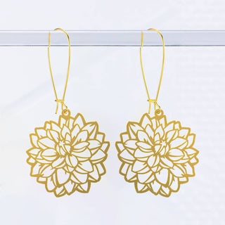 Dahlia Flower Earrings: Silver / Short Ear Wires