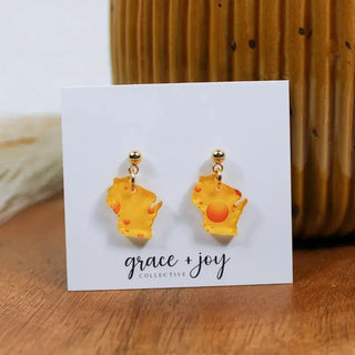 Wisconsin Cheese Dangle Earrings, Acrylic Earrings